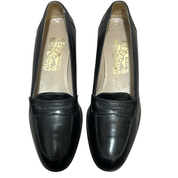 Salvatore Ferragamo Black Leather Loafers - Picture 1 of 10